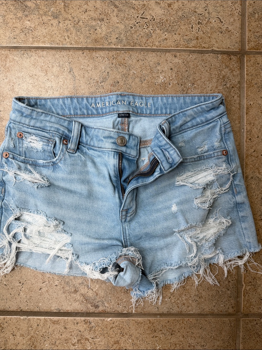 American Eagle Outfitters Light Wash Distressed Denim Cutoff Shorts